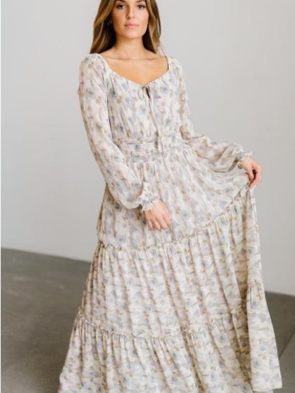 Baltic Born Tiered Maxi Dress in Soft Floral Print